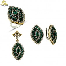 Gümüş Otantik Taşlı Set